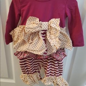 Serendipity Baby Girl 6 Months Long Sleeved Romper Burgundy Polka Dots